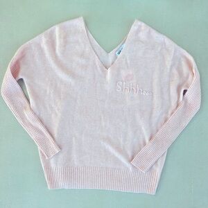 Rare Wildfox shhh embroidered cashmere sweater in pink size XS
